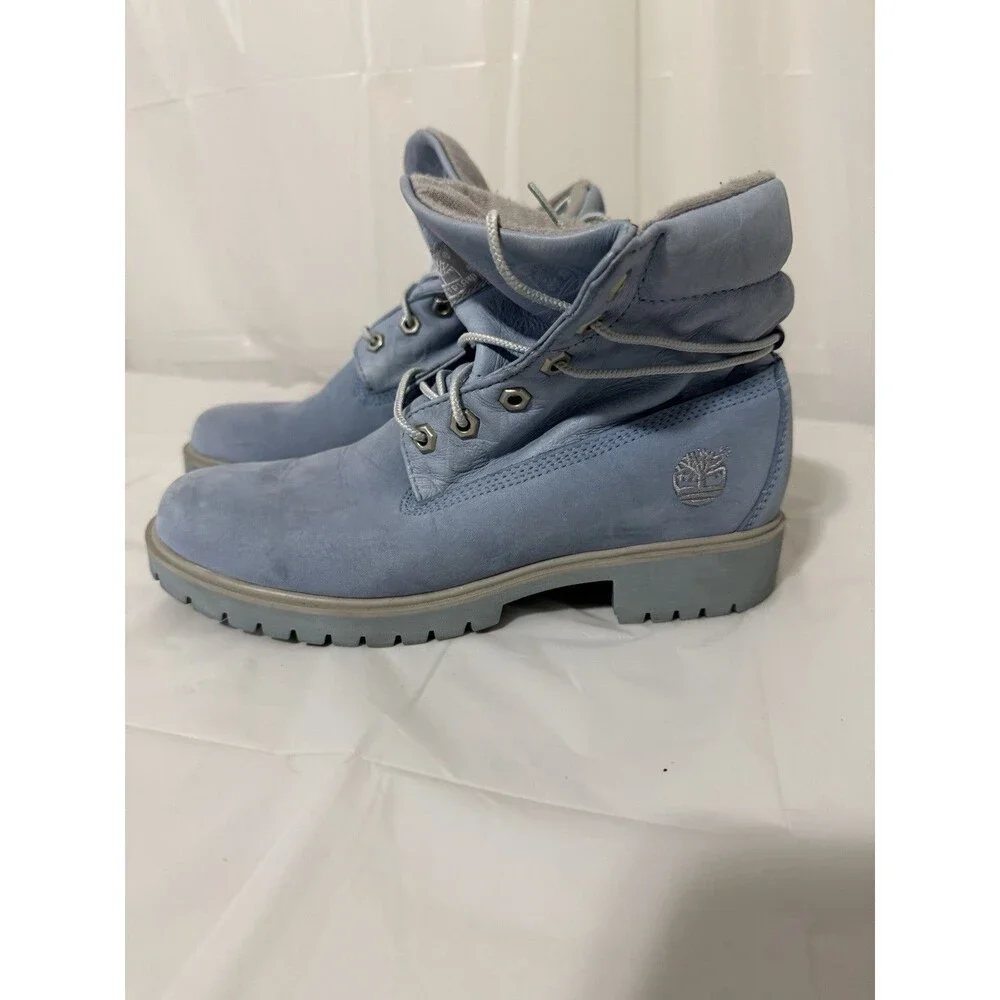 Timberland Premium 6 Inch Waterproof Boots Mens Size 7 Blue Nubuck 89361 Lace Up